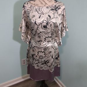 BCBGMaxazria medium black and silver satin mini dress